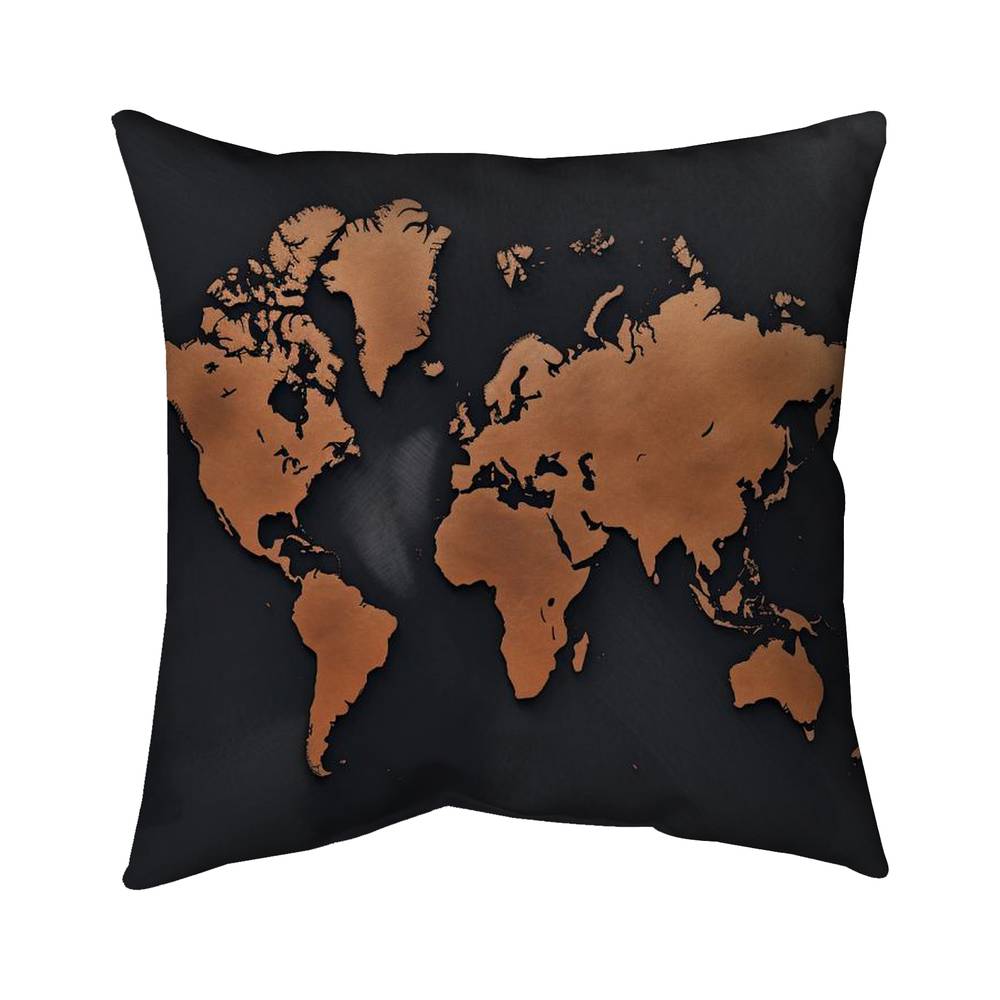 5541-1616-BL7 16 x 16 in. Rusted Map Pattern Pillow - Bedroom Decor - Blue Prints Pillow