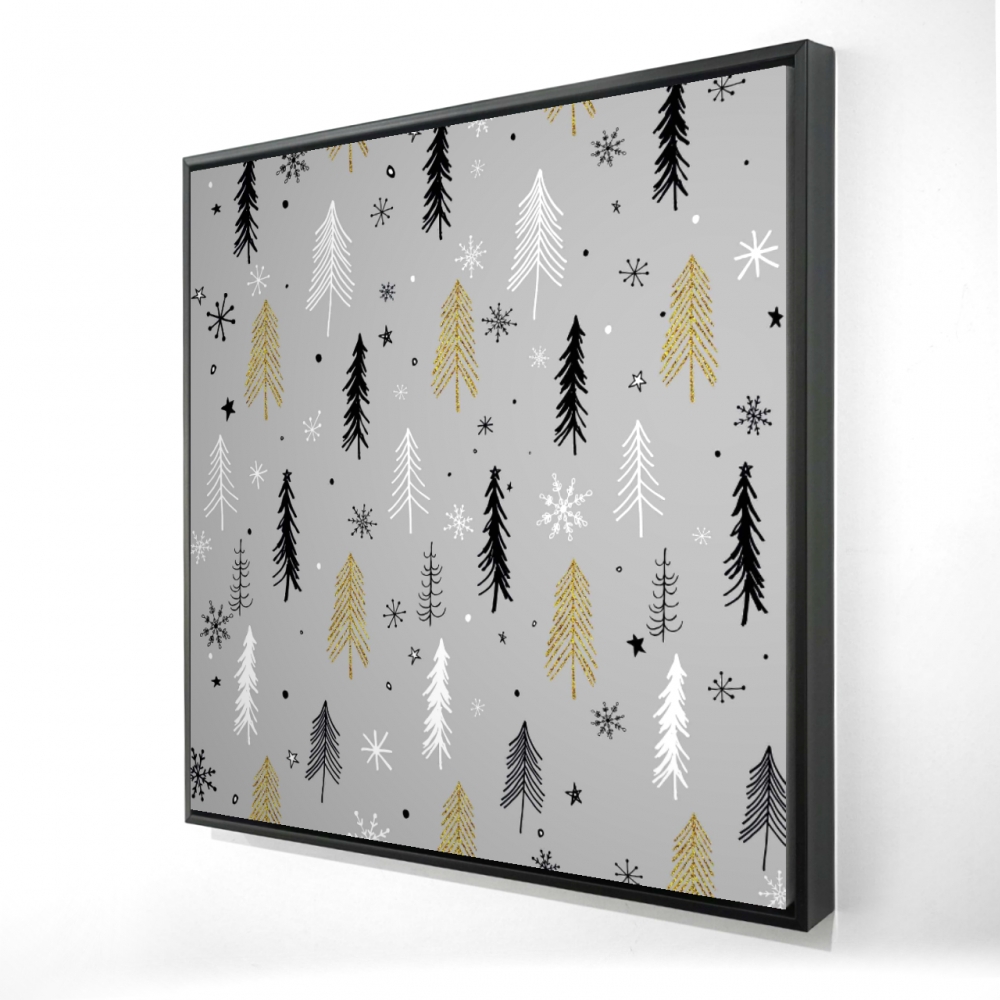 2081-2424-HO3-1 24 x 24 in. Christmas Tree Pattern Framed Canvas - Home Decor Art