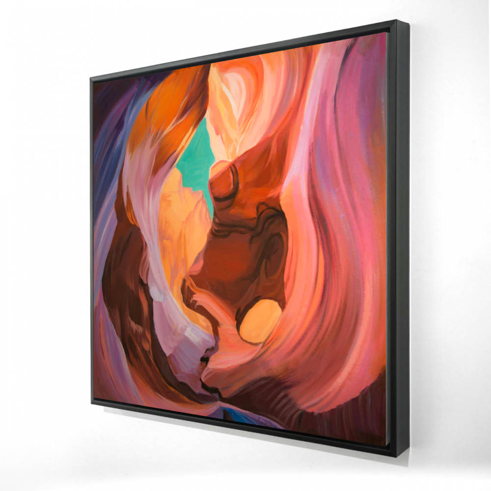 2081-2424-LA128 24 x 24 in. Blue American Mountains Framed Canvas - Inside View of Antelope Canyon