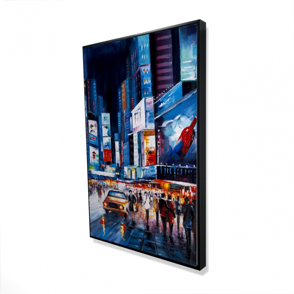 2081-3624-CI183 24 x 36 in. Times Square Perspective Canvas - Blue Framed Wall Art Decor