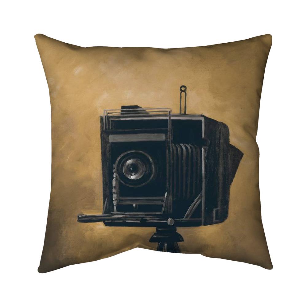 5541-1616-AN164-1 16 x 16 in. Blue Rustic Vintage Camera Pillow - Home Decor Object Pillow
