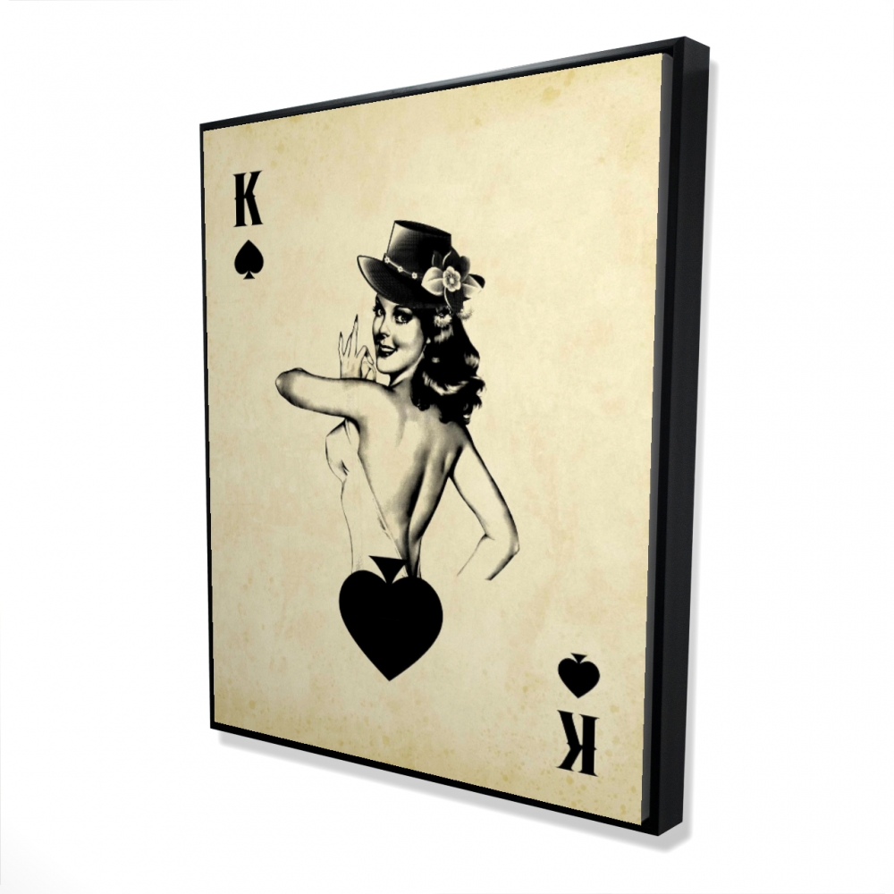 2081-6048-MI15 48 x 60 in. Retro King of Spades Canvas - Man Cave Home Decor Framed