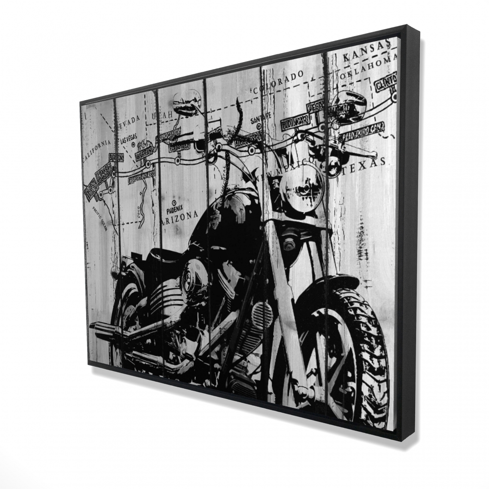 2081-3648-TR5-1-CR 36 x 48 in. Motorcycle Gray & Black Canvas - Home Decor Man Cave Art