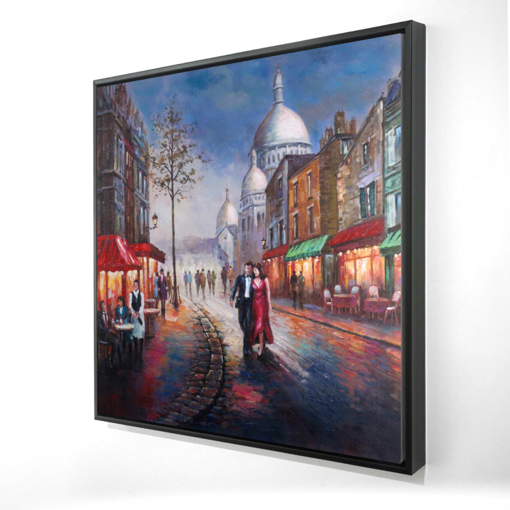 2081-2424-ST21 24 x 24 in. Bedroom Cities Building Framed Canvas - Dressed Up Couple Decor