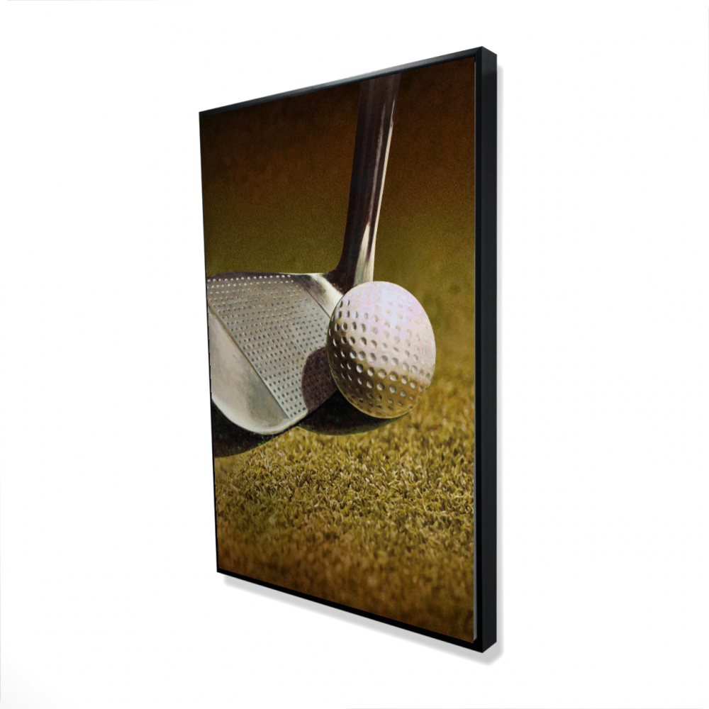 2081-3624-SP1 24 x 36 in. Golf Closeup Framed Canvas - White Hyperrealist Man Cave Decor