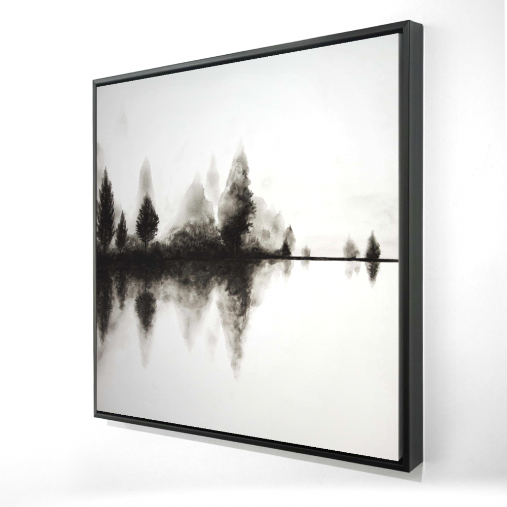 2081-2424-LA161 24 x 24 in. White Trees Minimalist Framed Canvas - Reflection Home Decor