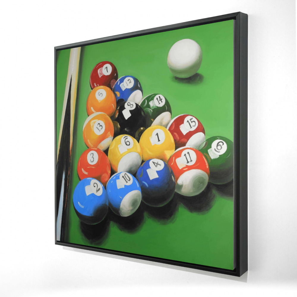 2081-2424-MI75 24 x 24 in. Pool Table Canvas - Hyperrealist Man Cave Decor - Framed Art