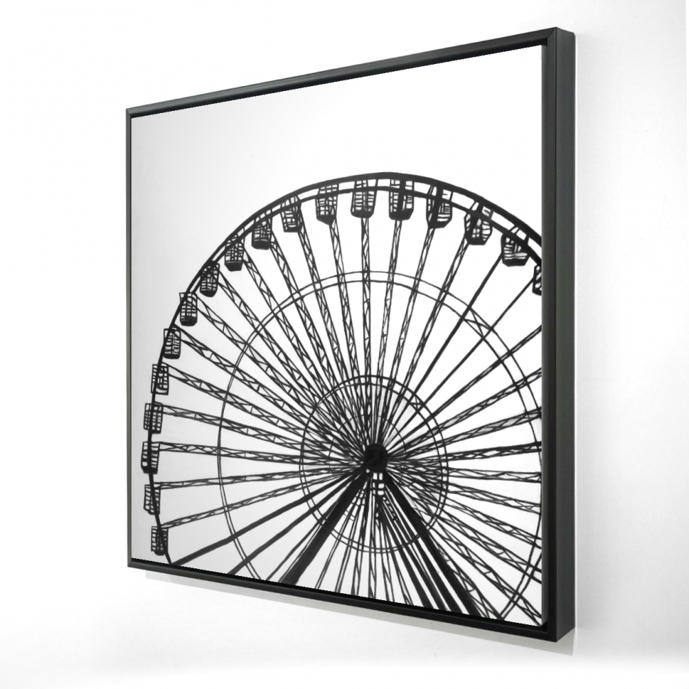 2081-2424-MI82 24 x 24 in. Monochrome Ferris Wheel Canvas - White Frame Home Decor