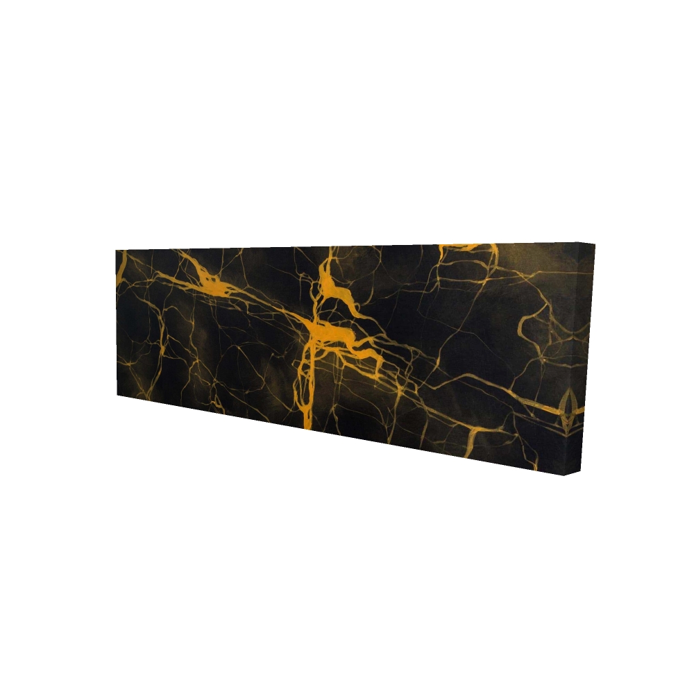 2080-1648-AB55 16 x 48 in. Black & Gold Marble Texture Canvas - Yellow Pattern Decor
