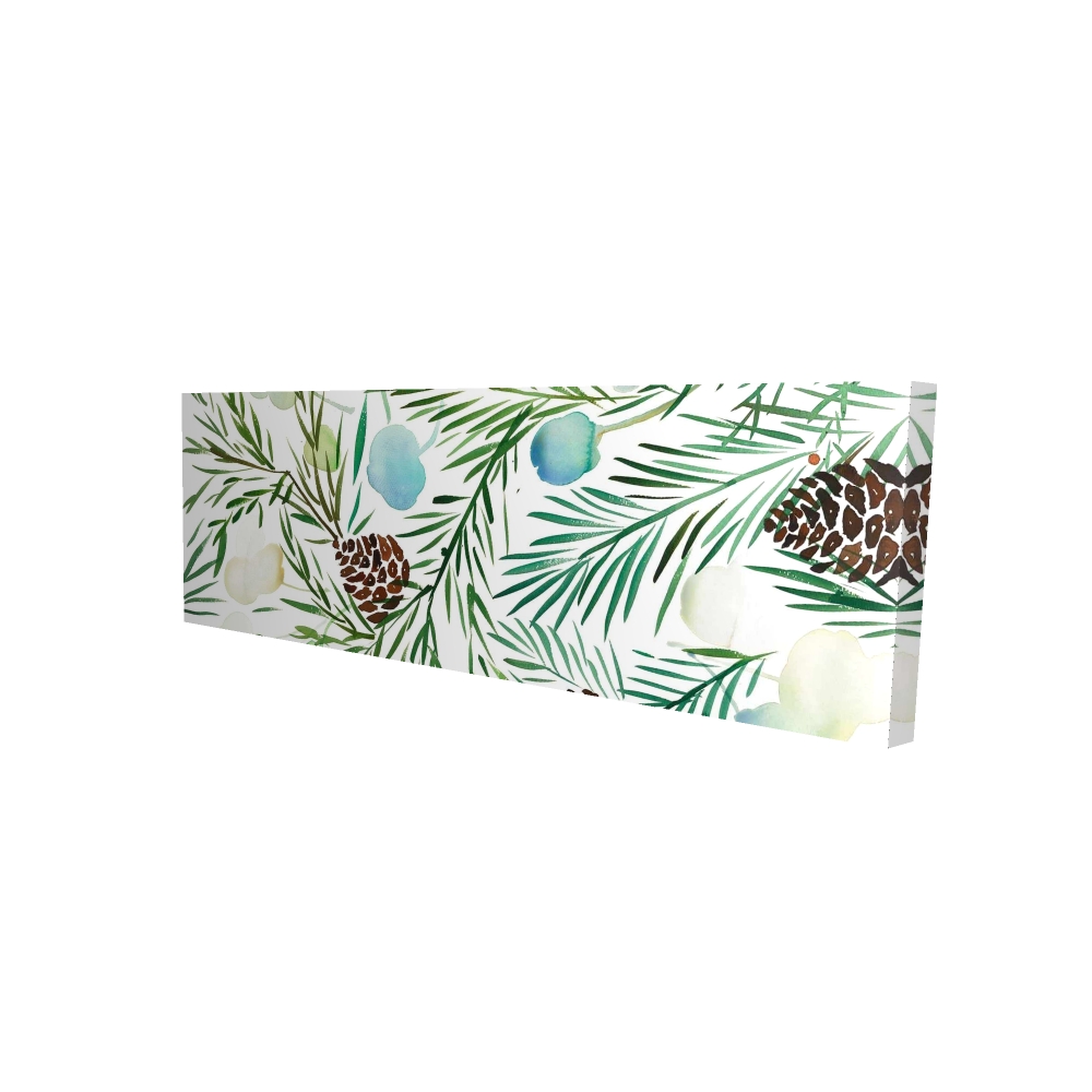 2080-1648-HO8 16 x 48 in. White Minimalist Pine Cone Pattern Canvas - Living Room Decor