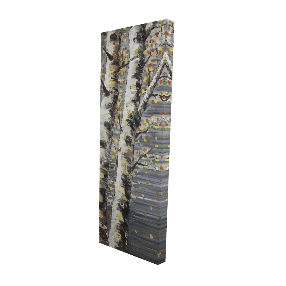 2080-4816-LA112 16 x 48 in. Budding White Birches Canvas - Contemporary Tree Art Decor
