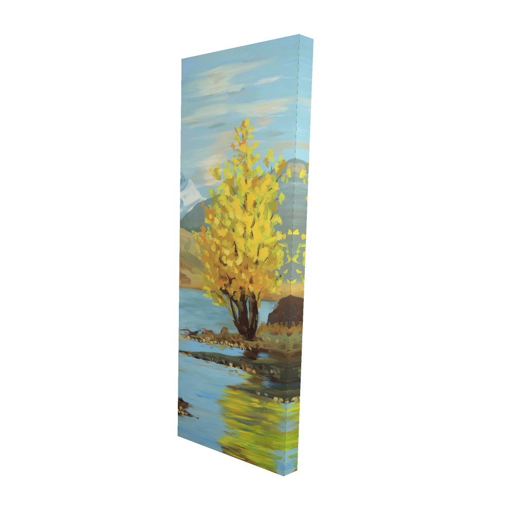 2080-4816-LA115 16 x 48 in. Yellow Tree & Reflection Canvas - Modern Bedroom Wall Art