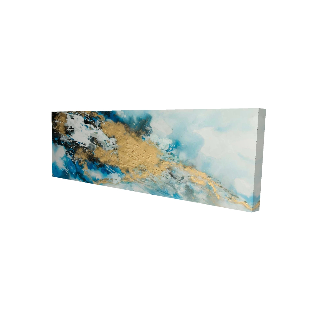 2080-1648-AB63 16 x 48 in. Blue & Gold Marble Canvas - Modern Abstract Home Decor