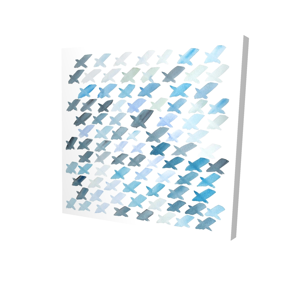 2080-2424-AB70 24 x 24 in. Blue Shapes Abstract Canvas - X Pattern Home Decor Artwork