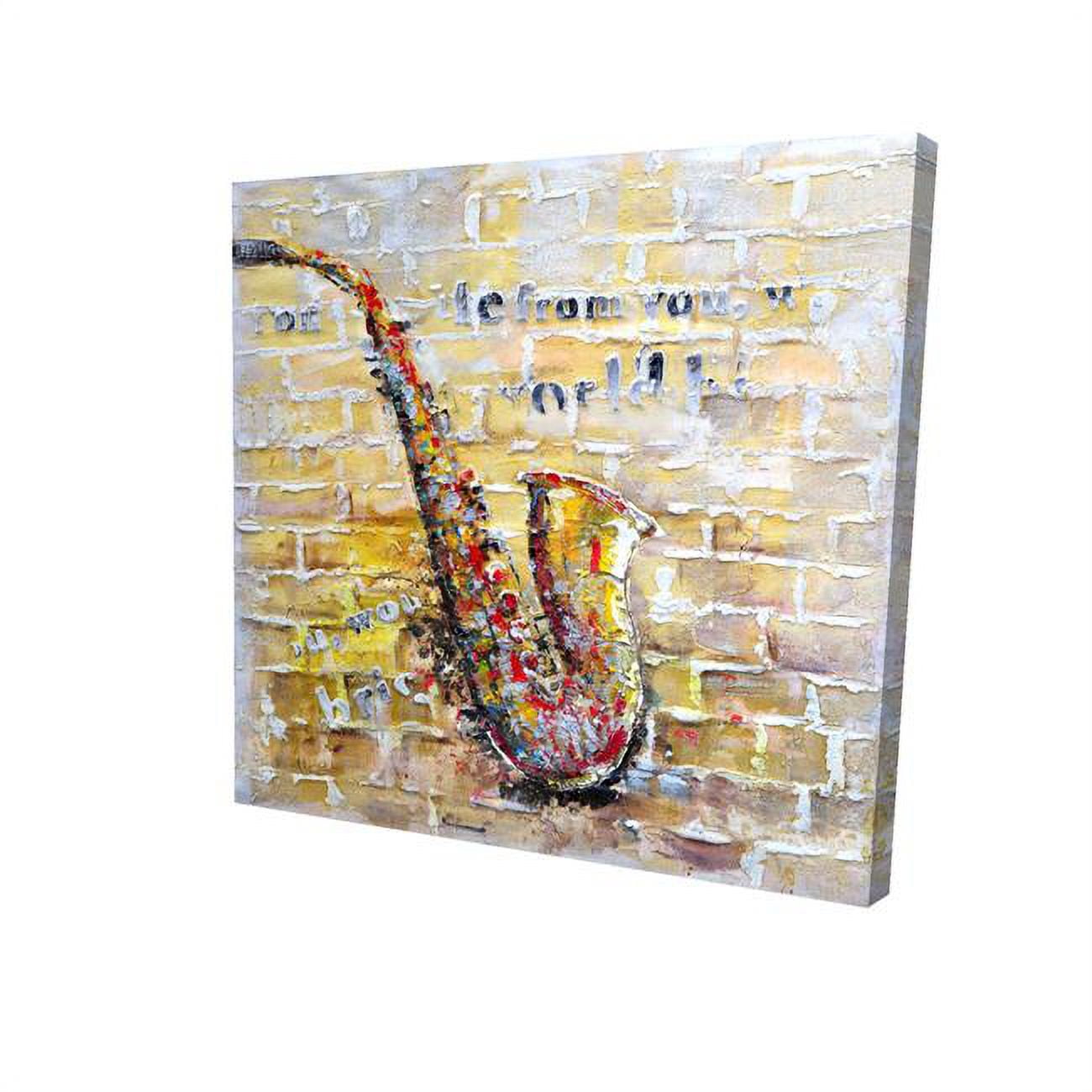 32 x 32 in. Saxophone on Brick Wall-Print on Canvas
