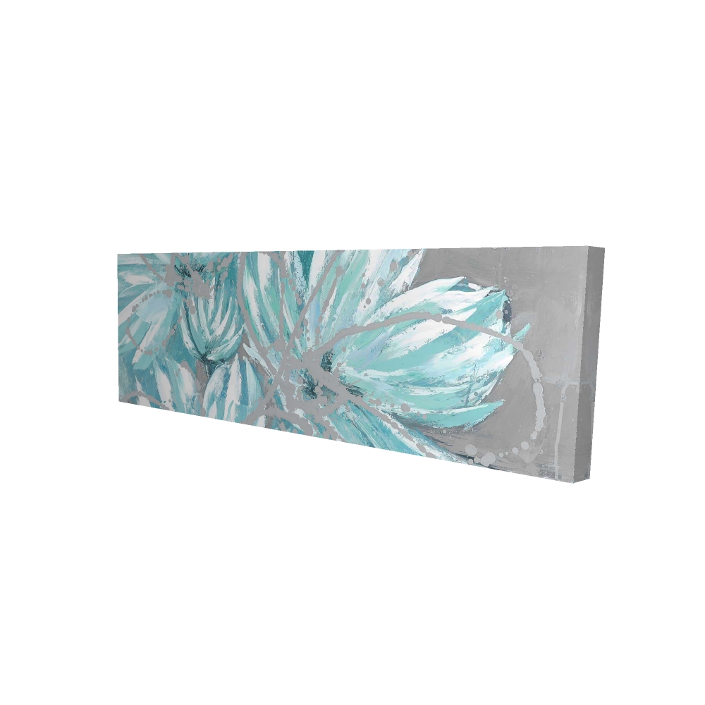 2080-1648-FL152 16 x 48 in. Three Little Abstract Blue Flowers Canvas - Botanical Bedroom Decor