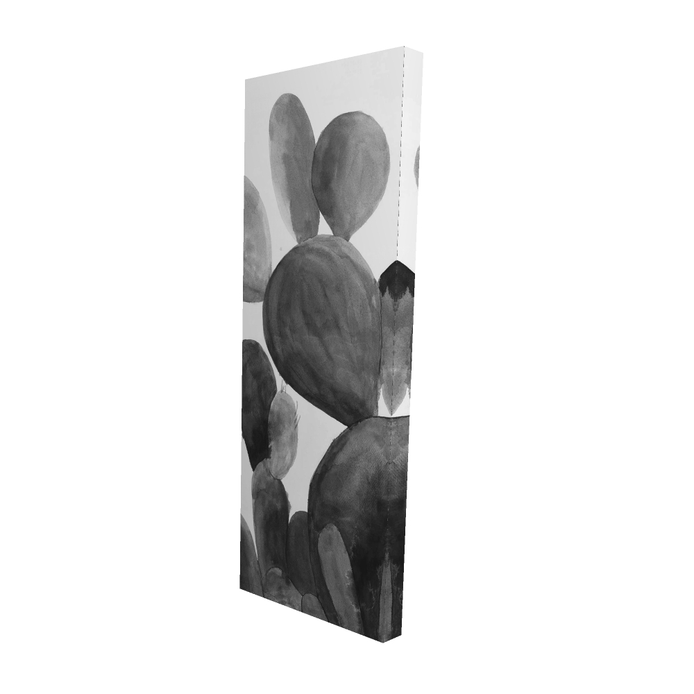 2080-4816-FL287 16 x 48 in. Exotic Botanical Gray Canvas - Grayscale Paddle Cactus Decor