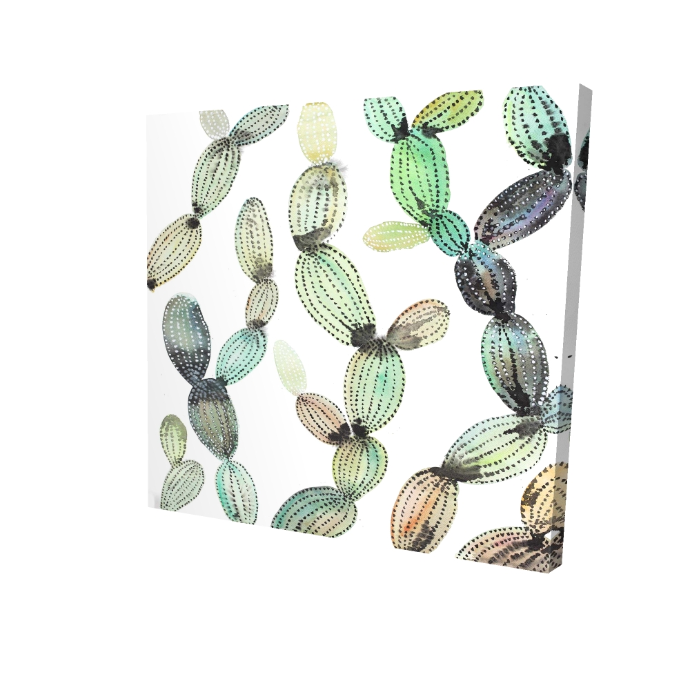 2080-2424-FL314 24 x 24 in. Cactus Pattern Green Floral Canvas - Botanical Bedroom Decor