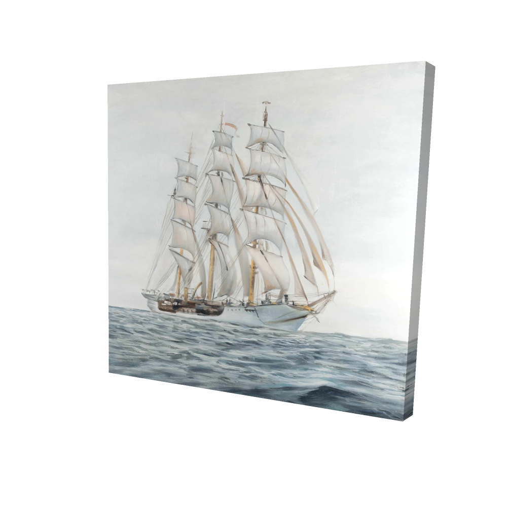 2080-2424-CO88 24 x 24 in. Ship by A Cloudy Day - Marine Coastal White Canvas Decor