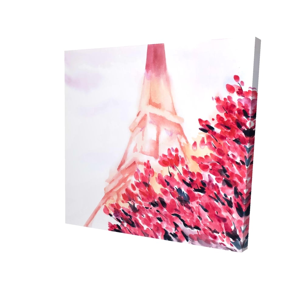 2080-2424-ST55 24 x 24 in. Pink Eiffel Tower Bedroom Canvas - Chic Home Decor Wall Art
