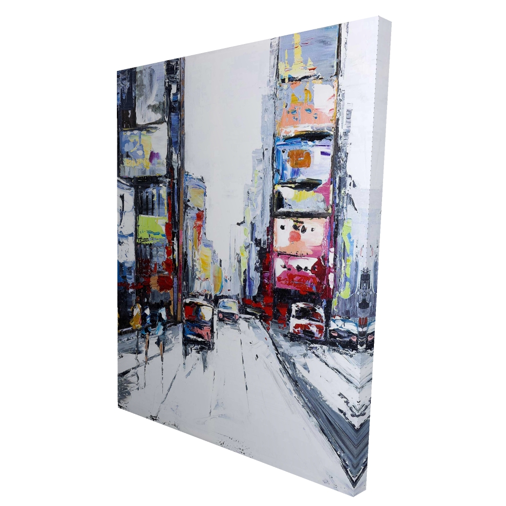 2080-4836-CI178 36 x 48 in. Time Square Canvas - Blue Bedroom Decor & Building Art