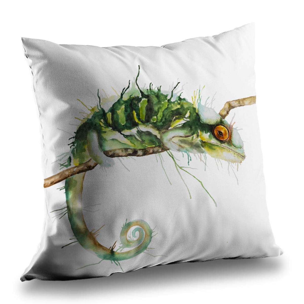 C1PT1414NFVH1Y 14 x 14 in. Chameleon on the Lookout Poly Twill Throw Pillow for Decor