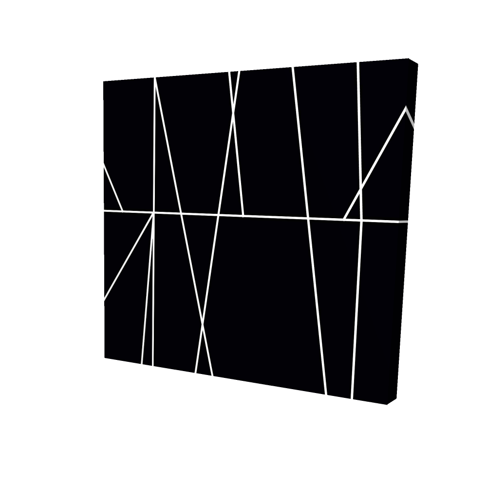 2080-2424-AB29 24 x 24 in. White Stripes on Black Canvas - Modern Home Decor Wall Art