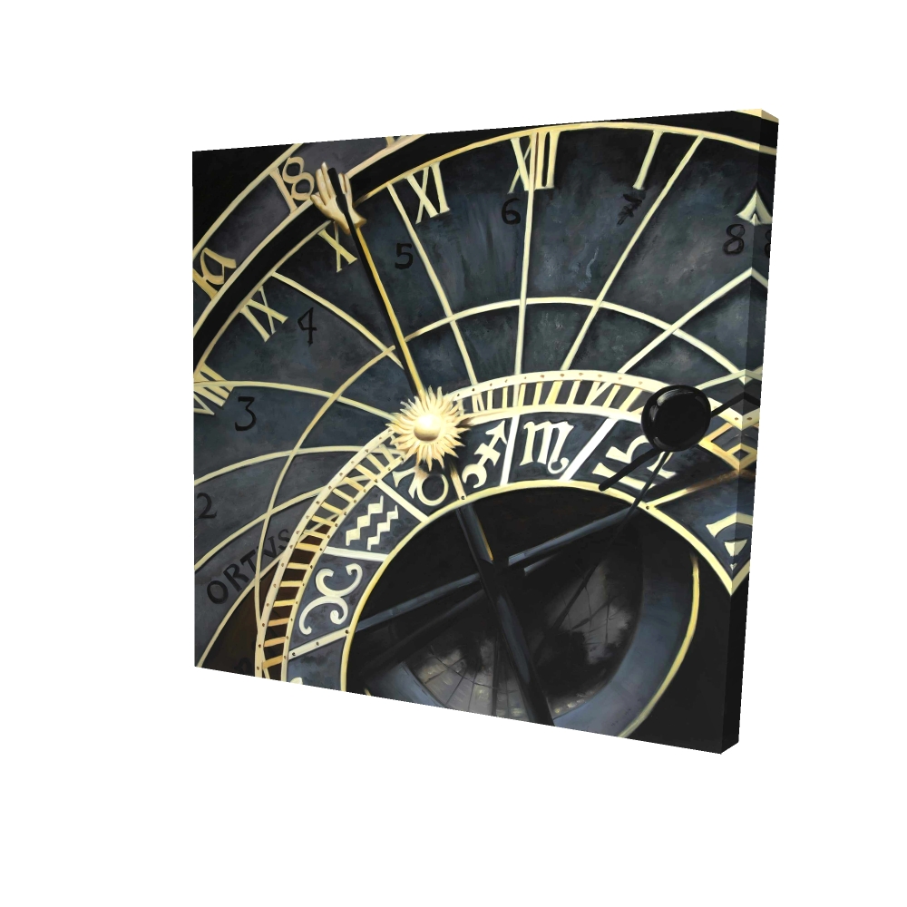 2080-2424-EA12 24 x 24 in. Astrologic Clock Canvas - Black Earth & Galaxy Home Decor