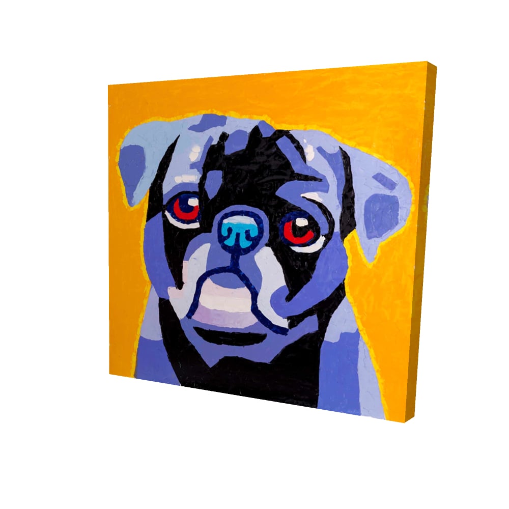 2080-2424-AN85 24 x 24 in. Flash the Pug Blue Canvas - Home Decor for Pet Lovers