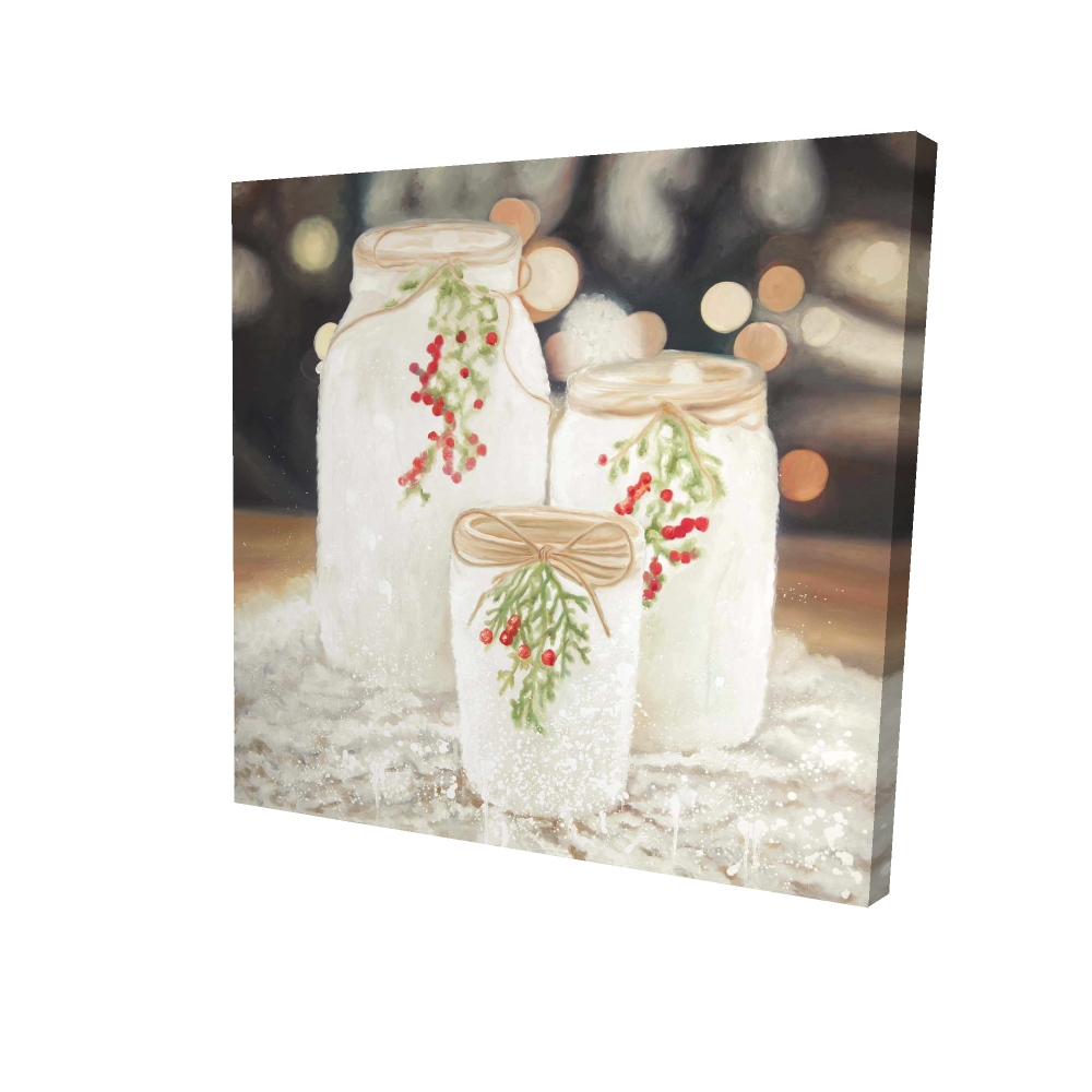 2080-2424-HO10 24 x 24 in. Still Life Botanical Rustic Canvas - Christmas Candles Decor