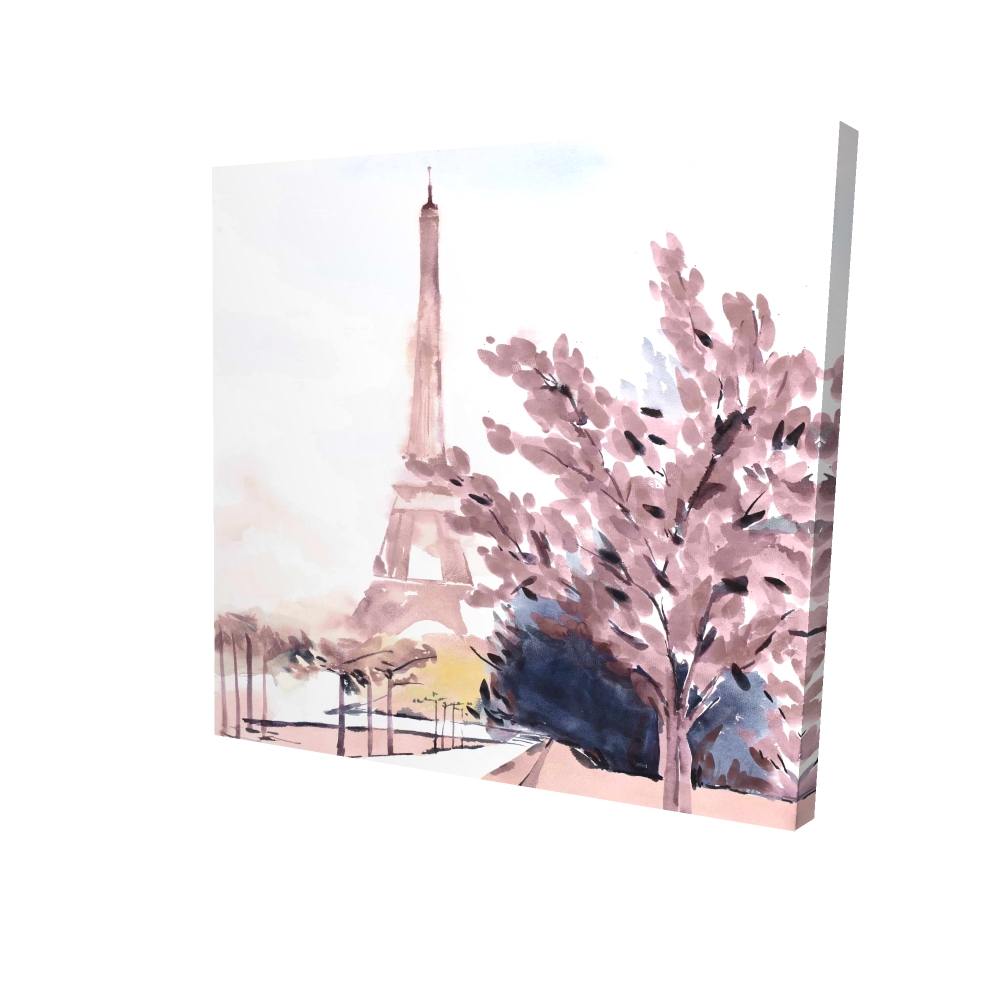 2080-2424-ST54-1 24 x 24 in. Blue Romantic Paris & Eiffel Scene Canvas - Home Decor Art