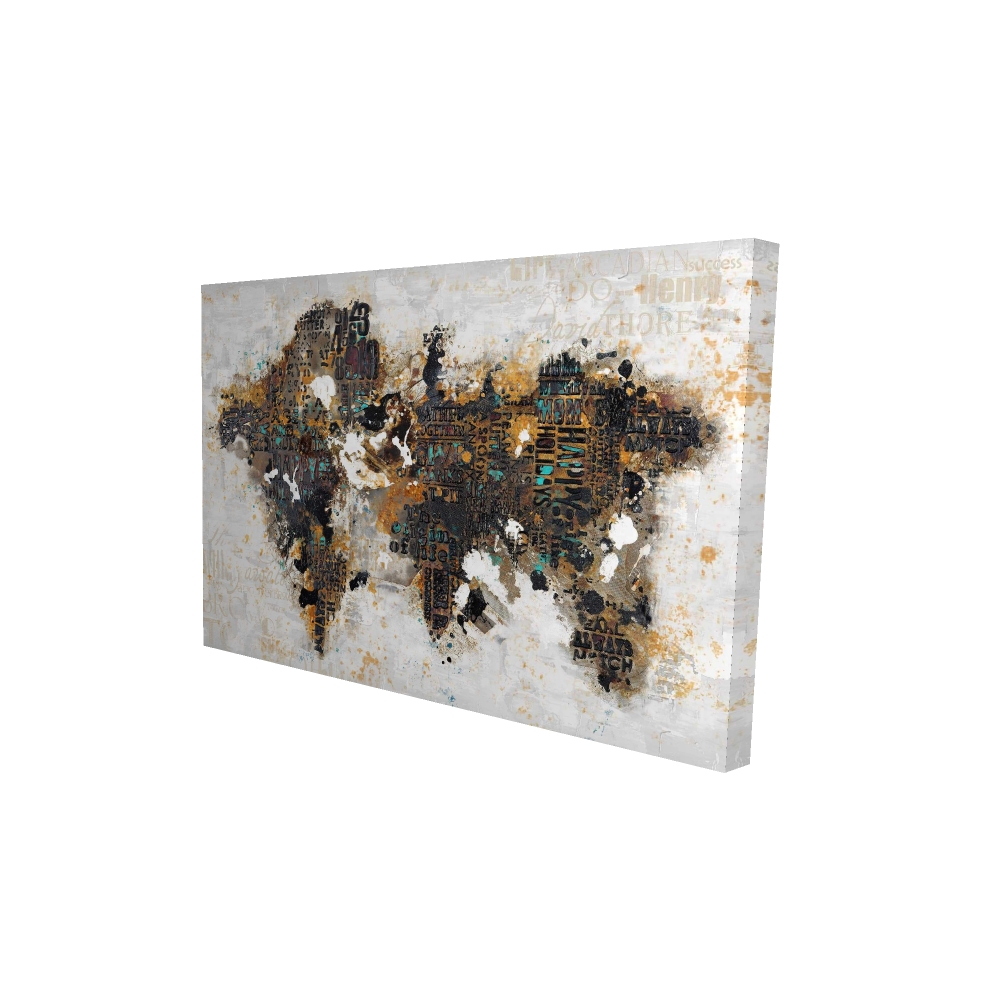2080-2436-CI146 24 x 36 in. Abstract World Map Typography Canvas - Cities Satellite View
