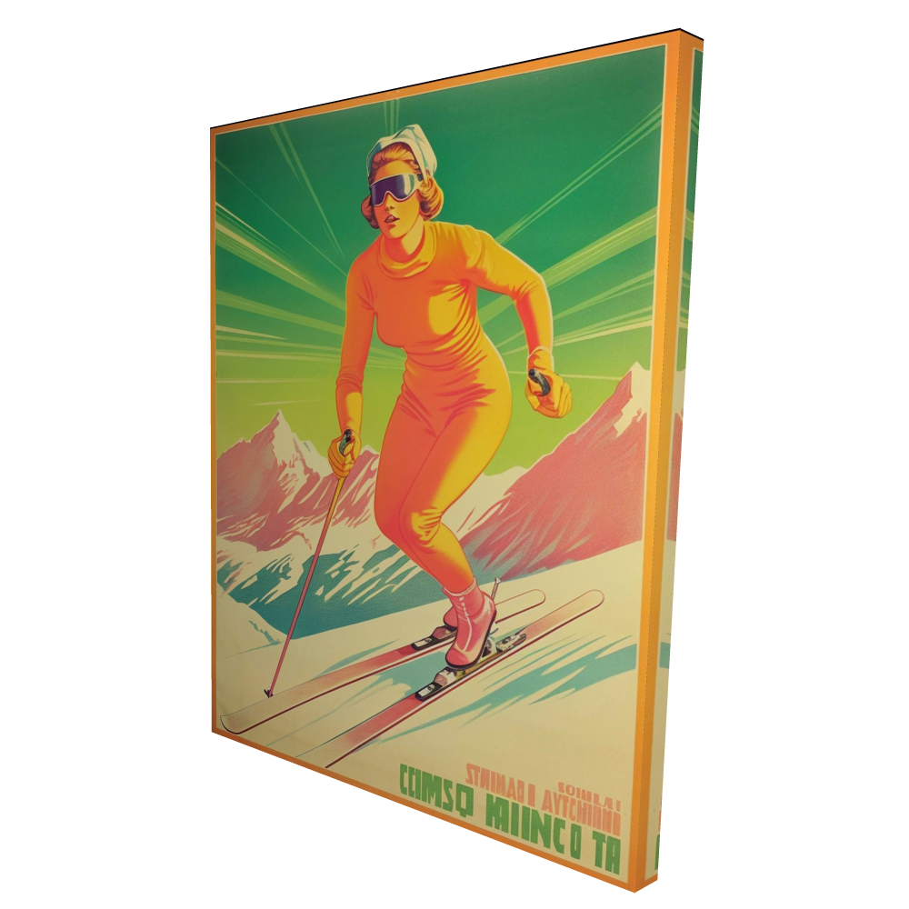2080-4836-SP82 36 x 48 in. White Bedroom Vintage Canvas - Alpine Skier Home Decor
