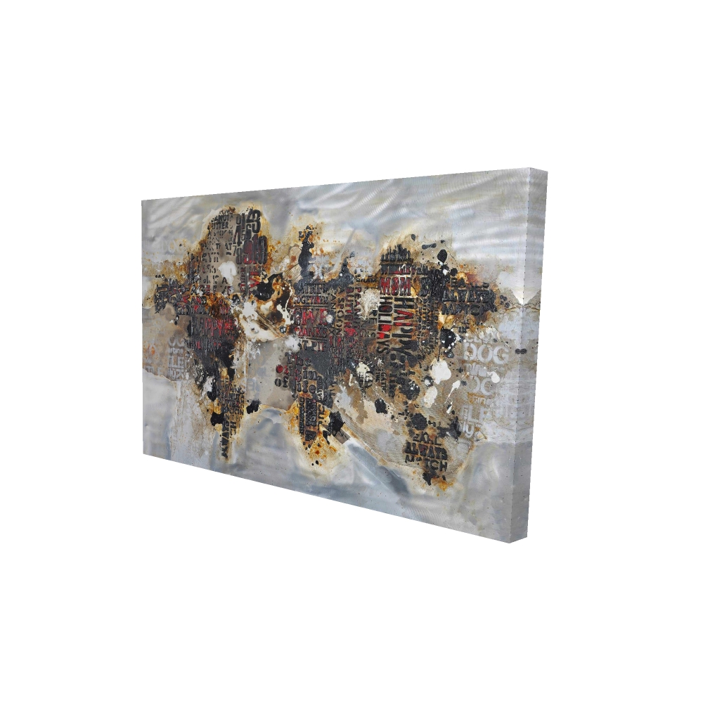 2080-2436-CI145 24 x 36 in. Texturized World Map Canvas - Modern Bedroom Decor Wall Art