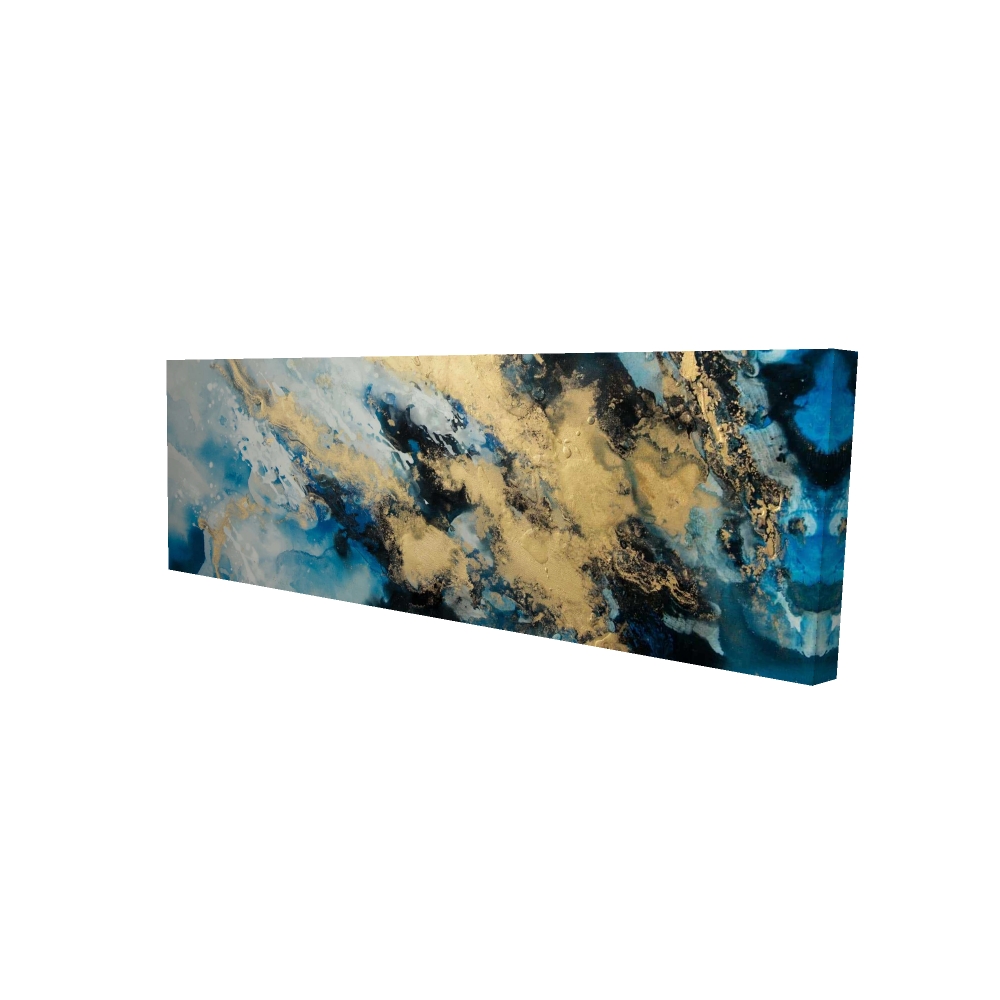 2080-1648-AB62 16 x 48 in. Blue Marble Abstract Canvas - Modern Home Decor Artwork