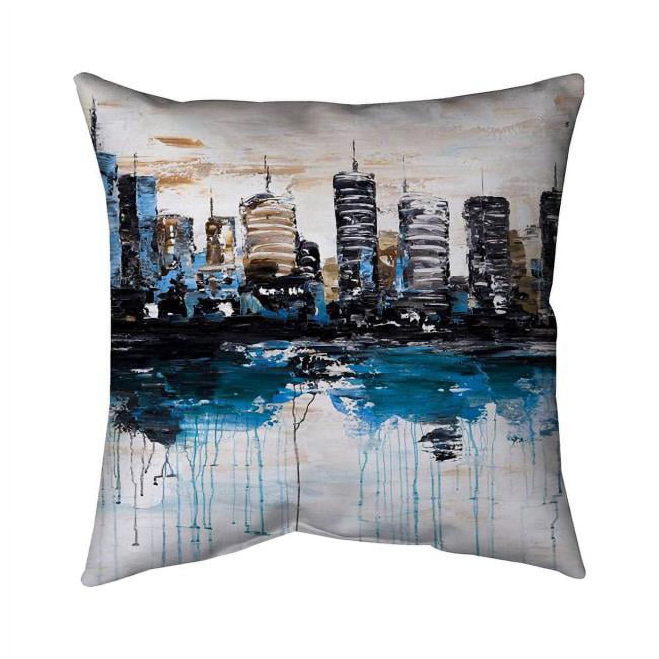 18 x 18 in. Abstract City with Reflection on Water-Double Sided Print Indoor Pillow