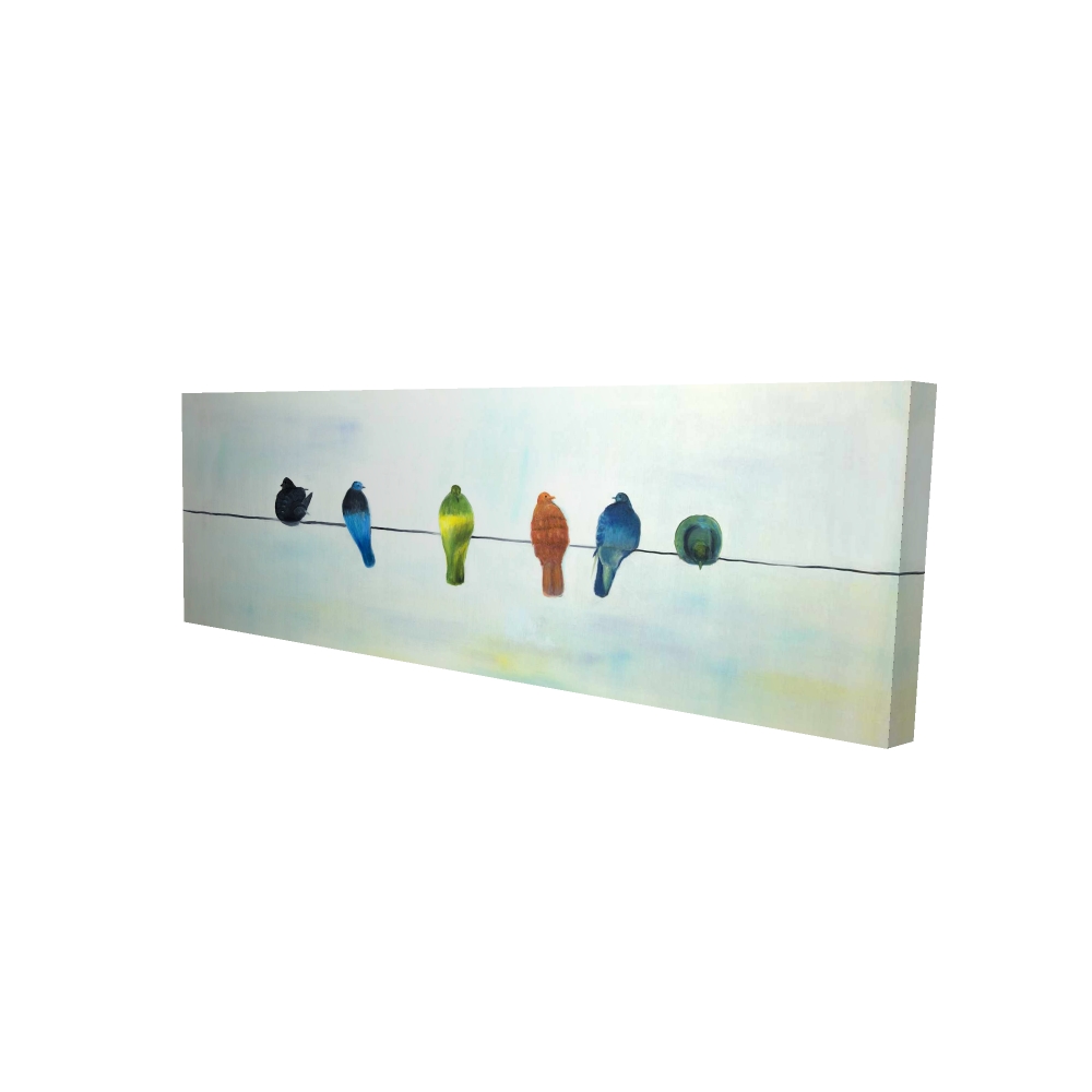 2080-1648-AN481 16 x 48 in. Perched Abstract Birds - Blue Canvas Art - Home Decor
