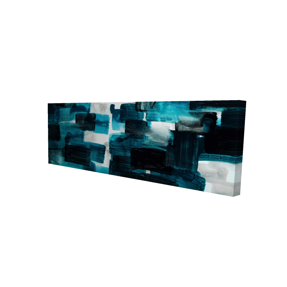 2080-1648-AB56 16 x 48 in. Turquoise & Gray Squares Canvas - Abstract Blue Home Decor