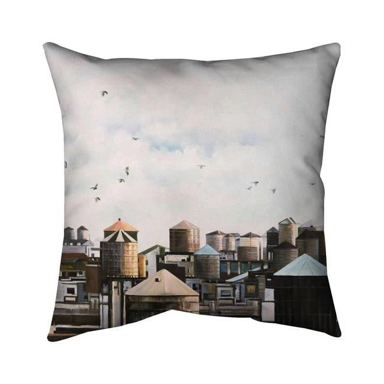 18 x 18 in. Water Towers with Birds-Double Sided Print Indoor Pillow