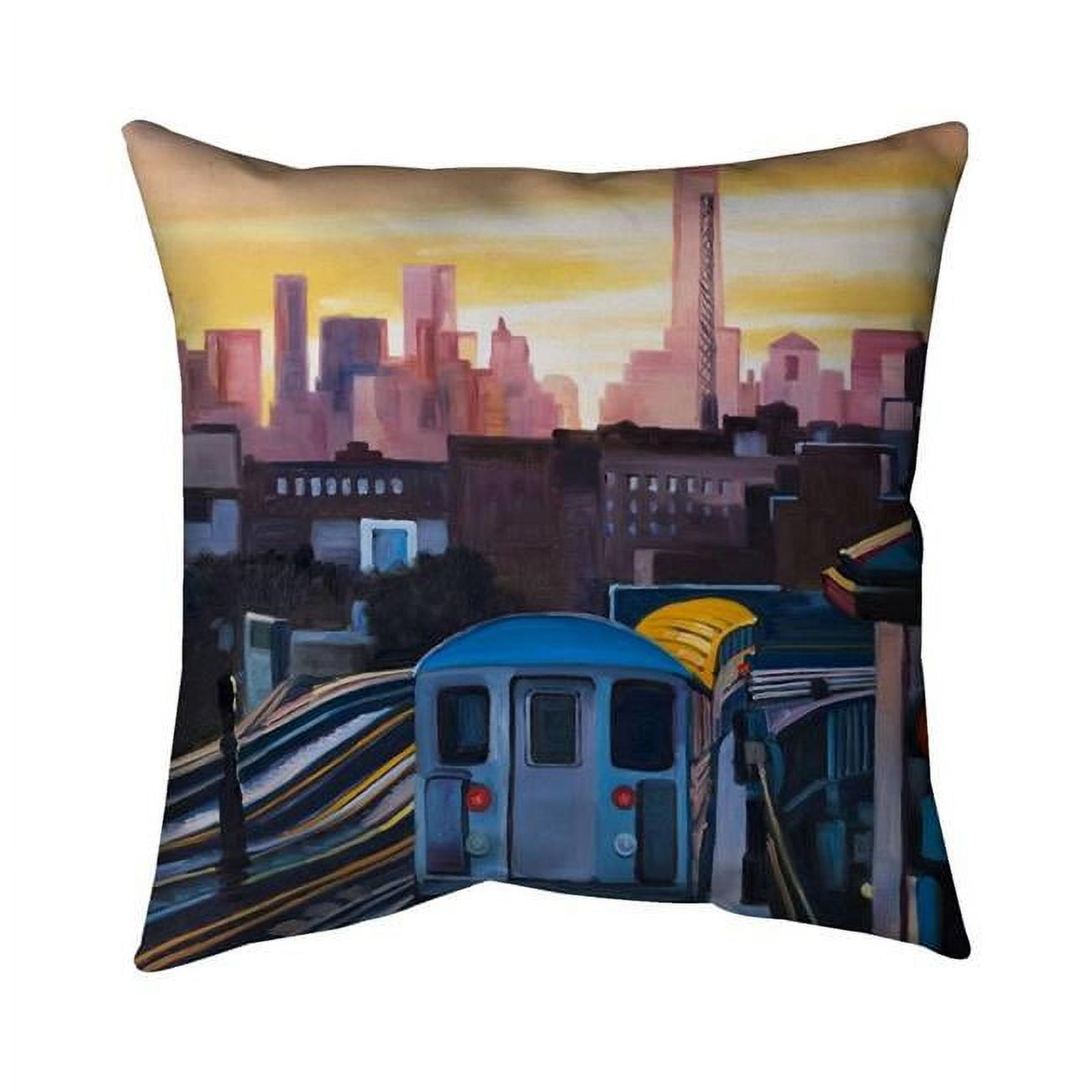 18 x 18 in. Sunset Over The Subway In New-York-Double Sided Print Indoor Pillow