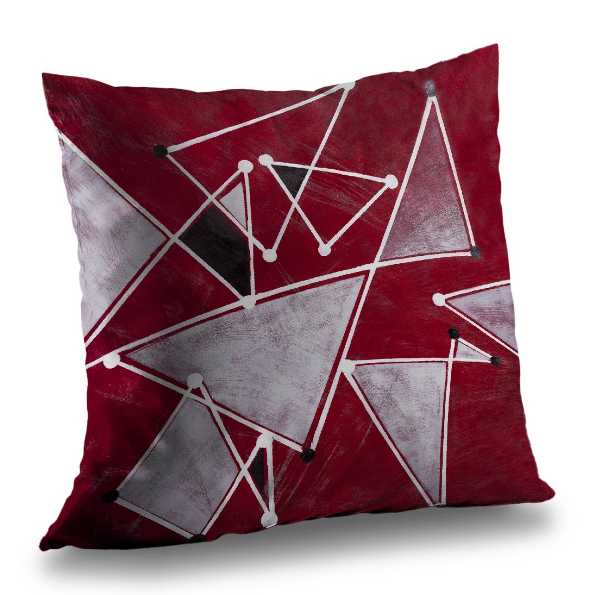 C1PT14141FBTME 14 x 14 in. White Triangles on Red Background Throw Pillow - Home Decor