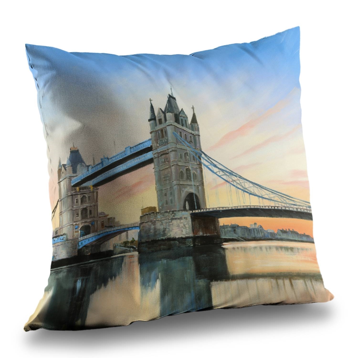 C1PT141490F2WD 14 x 14 in. Sunset on the London Bridge Poly Twill Throw Pillow - Home Decor