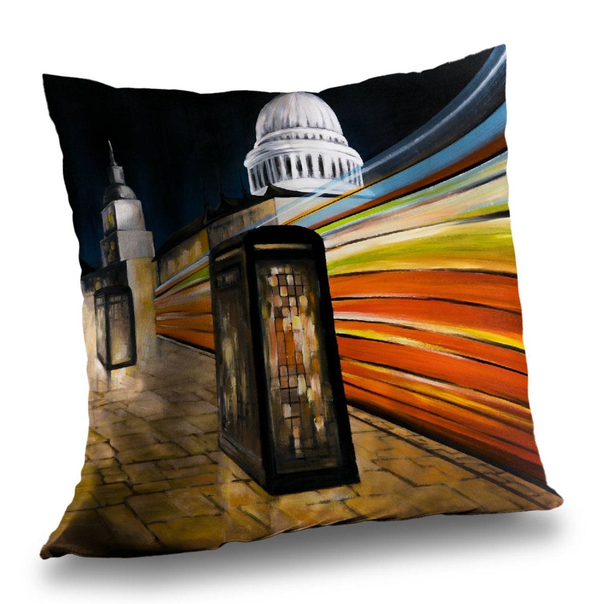 C1PT1414HMBFLZ 14 x 14 in. Fast London Bus Throw Pillow Insert - Bedroom Decor Poly Twill