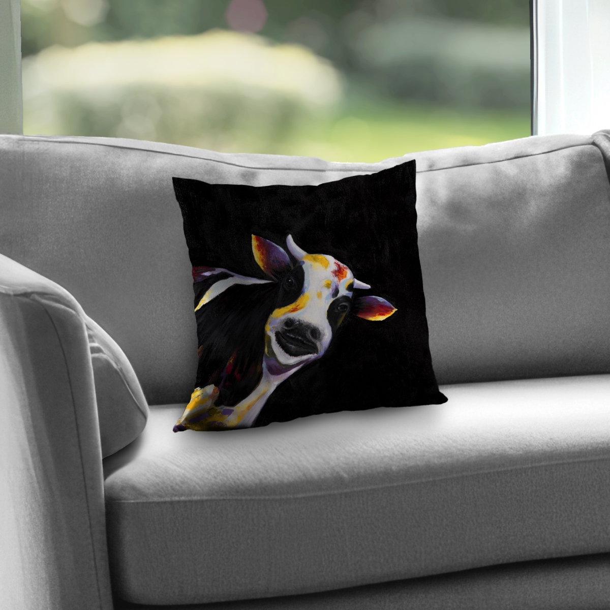 C1PT1414XSCMKK 14 x 14 in. One Funny Cow - Rustic Poly Twill Throw Pillow Insert - Home Decor