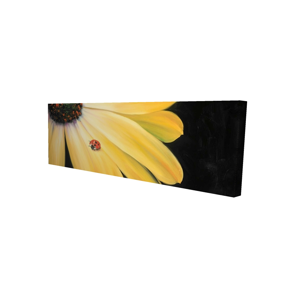 2080-1648-FL176 16 x 48 in. Yellow Daisy & Ladybug Canvas - Bedroom Botanical Wall Art