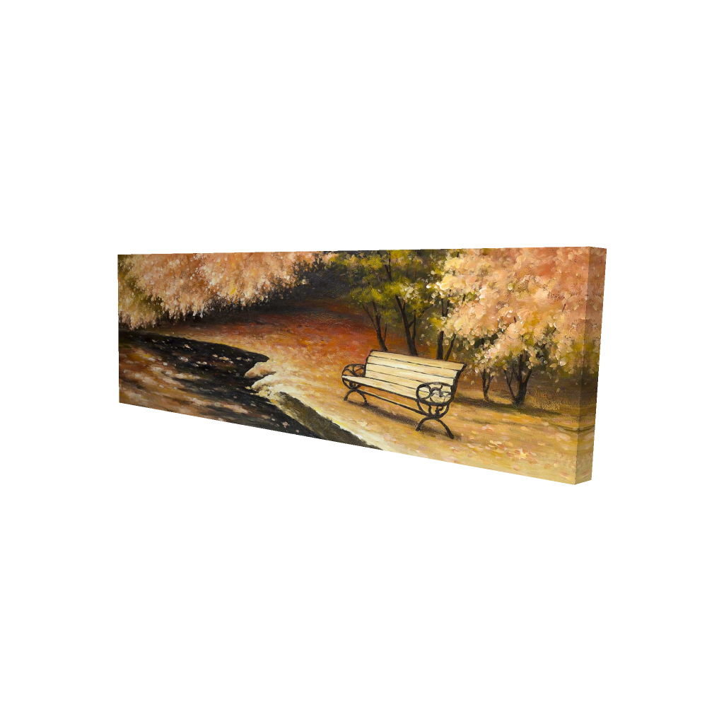2080-1648-LA36 16 x 48 in. Brown Trees Canvas - Park Bench by Fall - Home Decor Wall Art