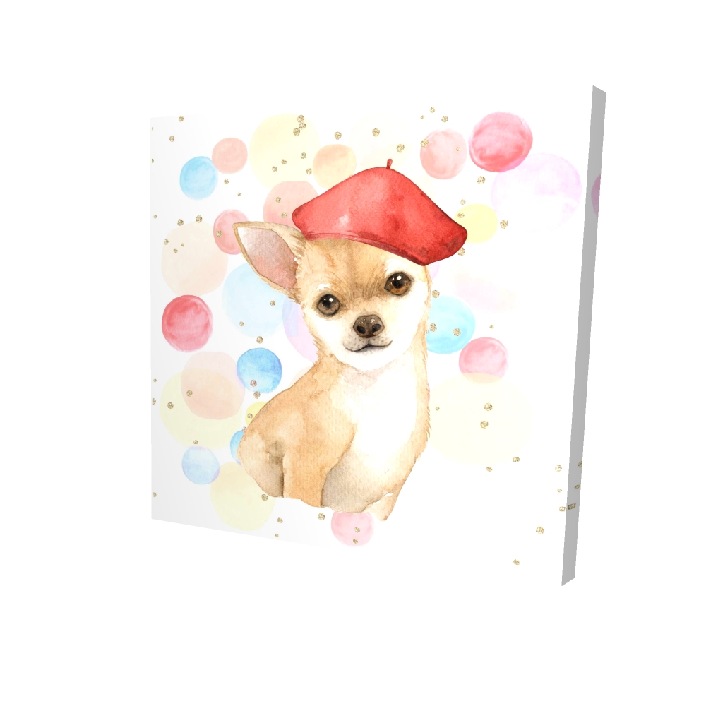 2080-2424-CH5-1 24 x 24 in. Chihuahua Dog Artist Red Canvas - Animal Bedroom Wall Decor