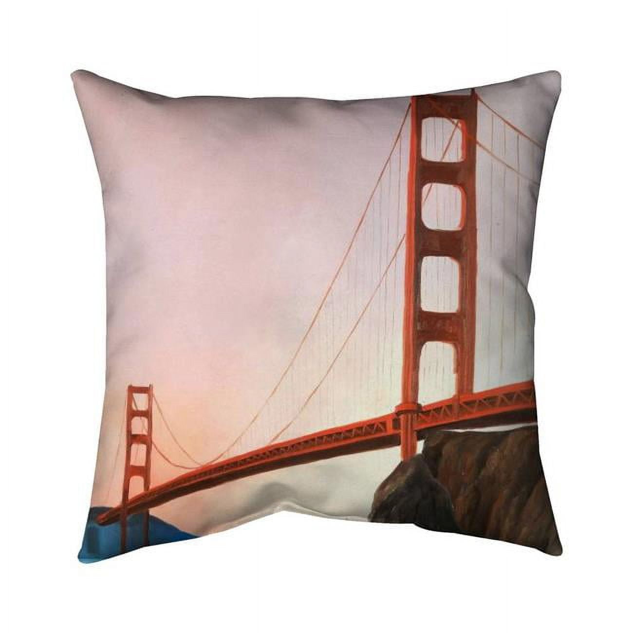 18 x 18 in. Sunset on the Golden Gate Bridge-Double Sided Print Indoor Pillow