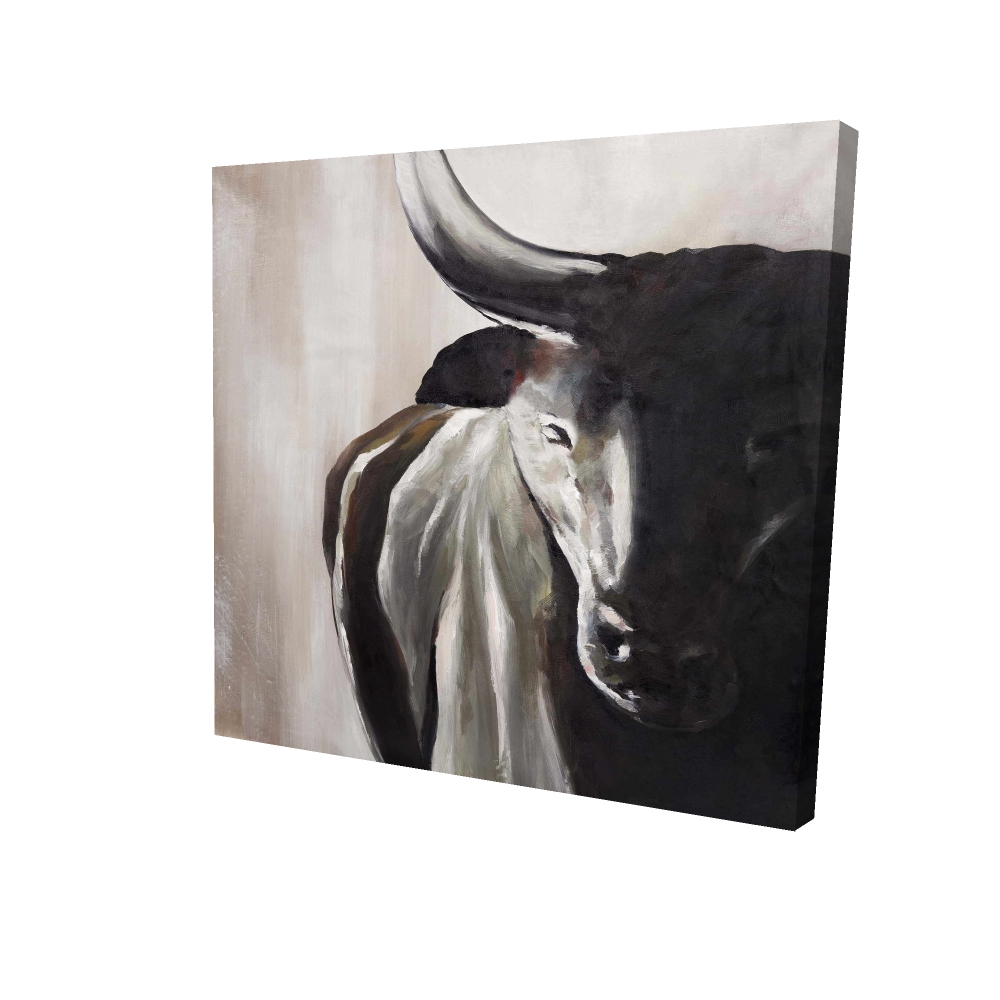 2080-2424-AN112 24 x 24 in. Bull Head Front View - Rustic Brown Canvas - Home Decor