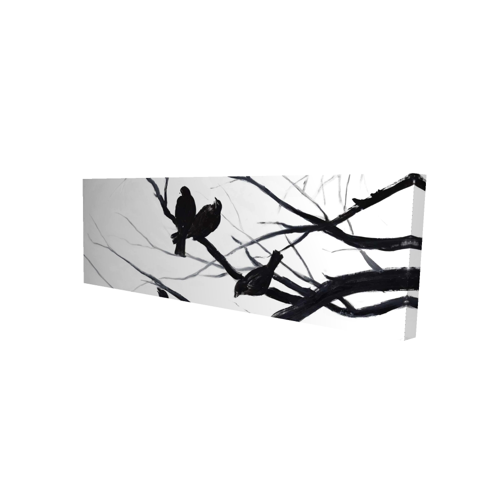 2080-1648-AN224 16 x 48 in. Birds & Branches Silhouette Canvas - Monochrome Trees Decor